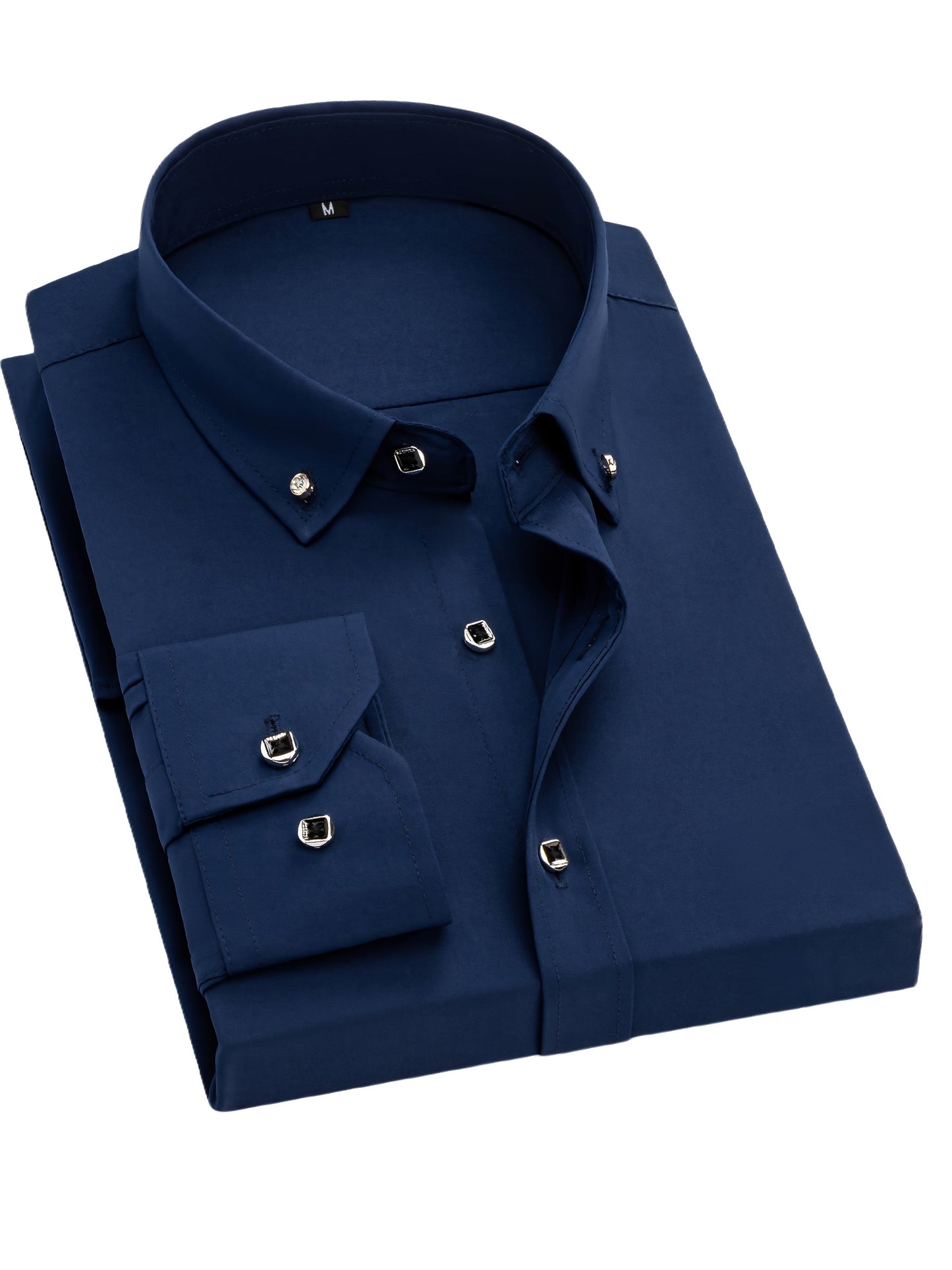 Men's Solid Long Sleeve Dress Shirt - Statement Button – Khaki option – view 5