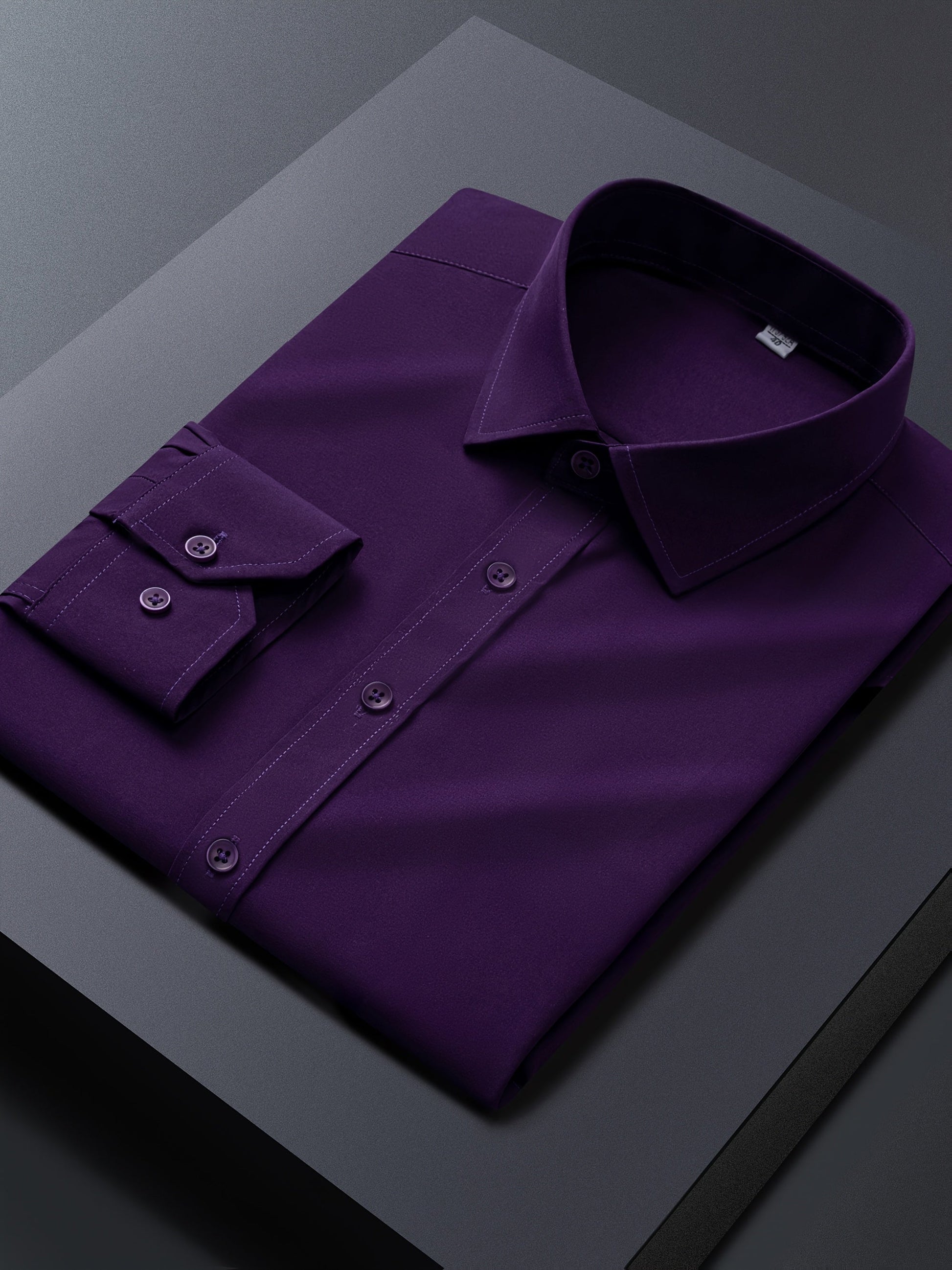 Men's Solid Long Sleeve Dress Shirt - Stretch 2 – view 3