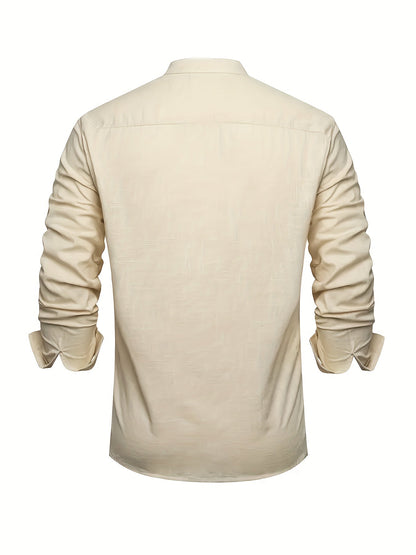 Men's Solid Plus Size Long Sleeve Casual Shirt - Stretch – view 4