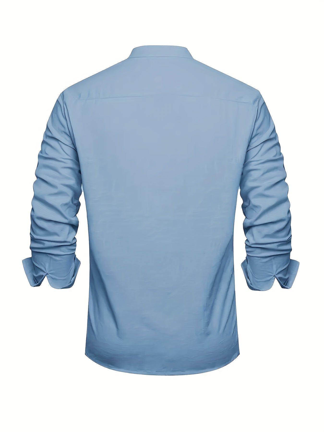 Men's Solid Plus Size Long Sleeve Casual Shirt - Stretch – view 5