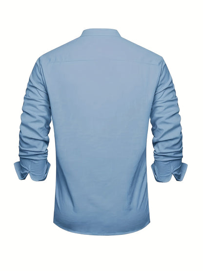 Men's Solid Plus Size Long Sleeve Casual Shirt - Stretch – view 5