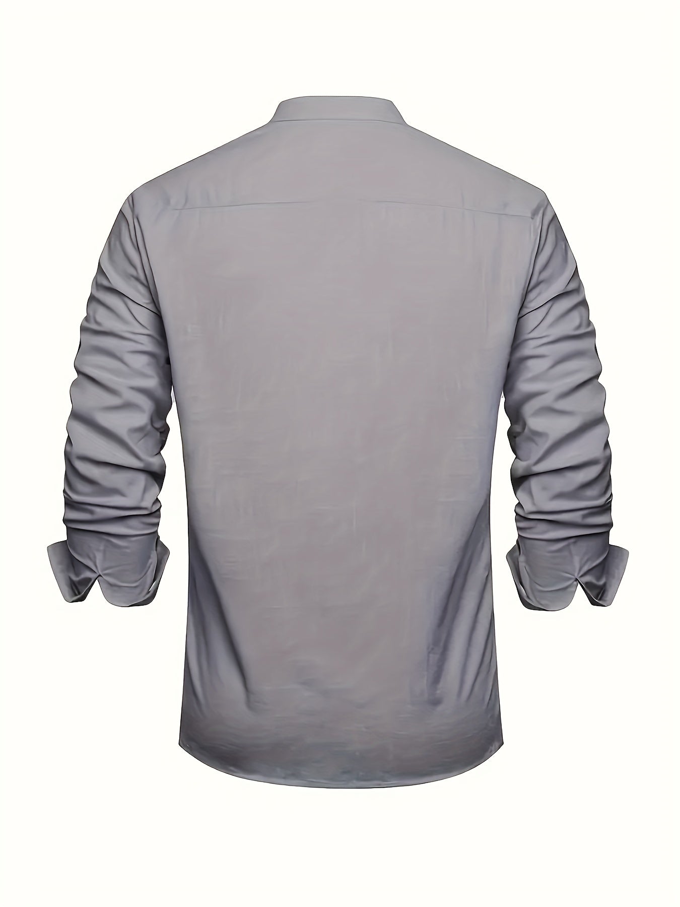 Men's Solid Plus Size Long Sleeve Casual Shirt - Stretch – view 9