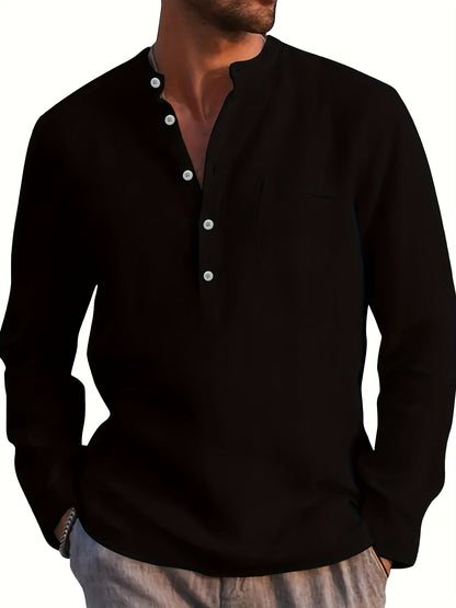 Men's Solid Plus Size Long Sleeve Casual Shirt - Stretch – view 33