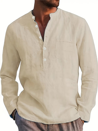 Men's Solid Plus Size Long Sleeve Casual Shirt - Stretch – White option – view 2