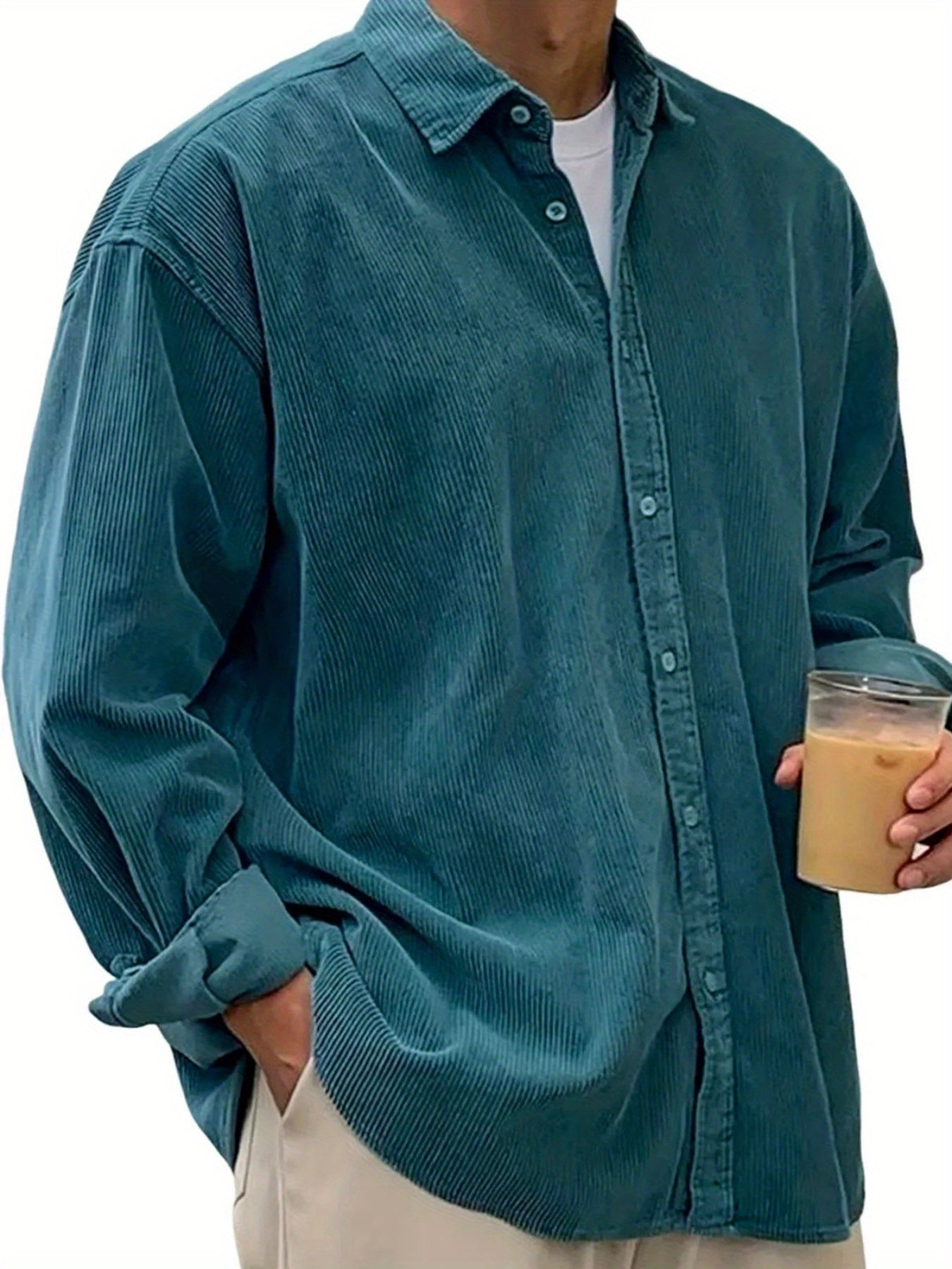 Men's Solid Relaxed Fit Long Sleeve Casual Shirt - Easy Care – view 12