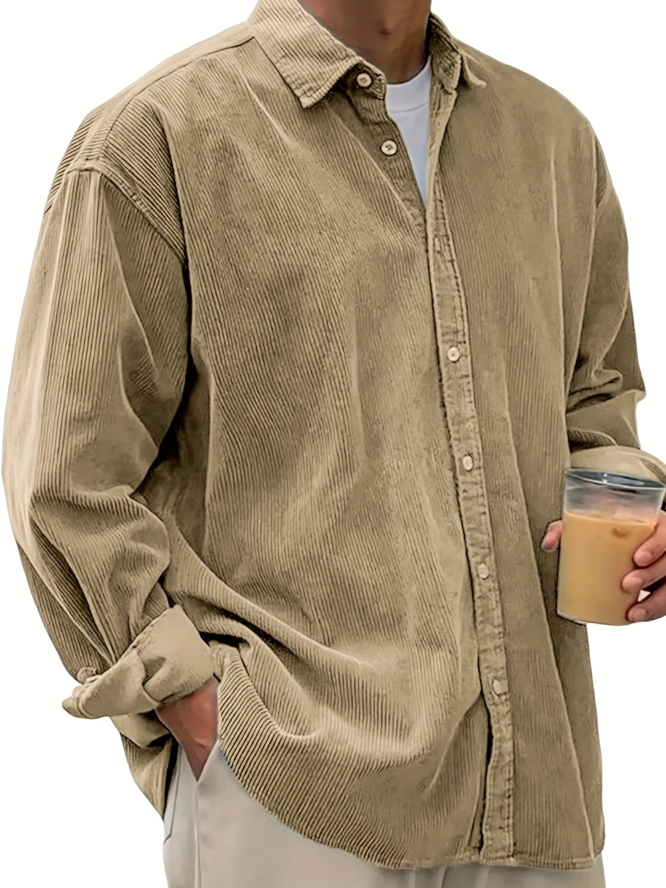 Men's Solid Relaxed Fit Long Sleeve Casual Shirt - Easy Care – view 17