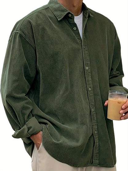 Men's Solid Relaxed Fit Long Sleeve Casual Shirt - Easy Care – Black option – view 2
