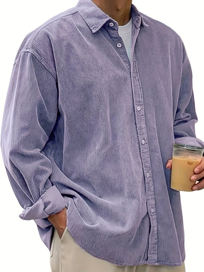 Men's Solid Relaxed Fit Long Sleeve Casual Shirt - Easy Care – Black option – view 6