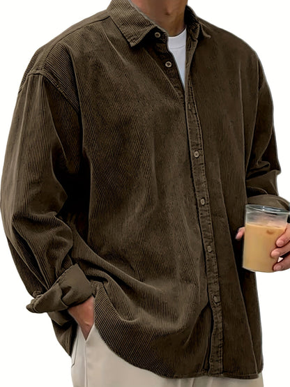 Men's Solid Relaxed Fit Long Sleeve Casual Shirt - Easy Care – Black option – view 7