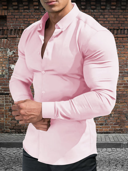 Men's Solid Slim Fit Long Sleeve Dress Shirt - Wrinkle Resistant – view 8