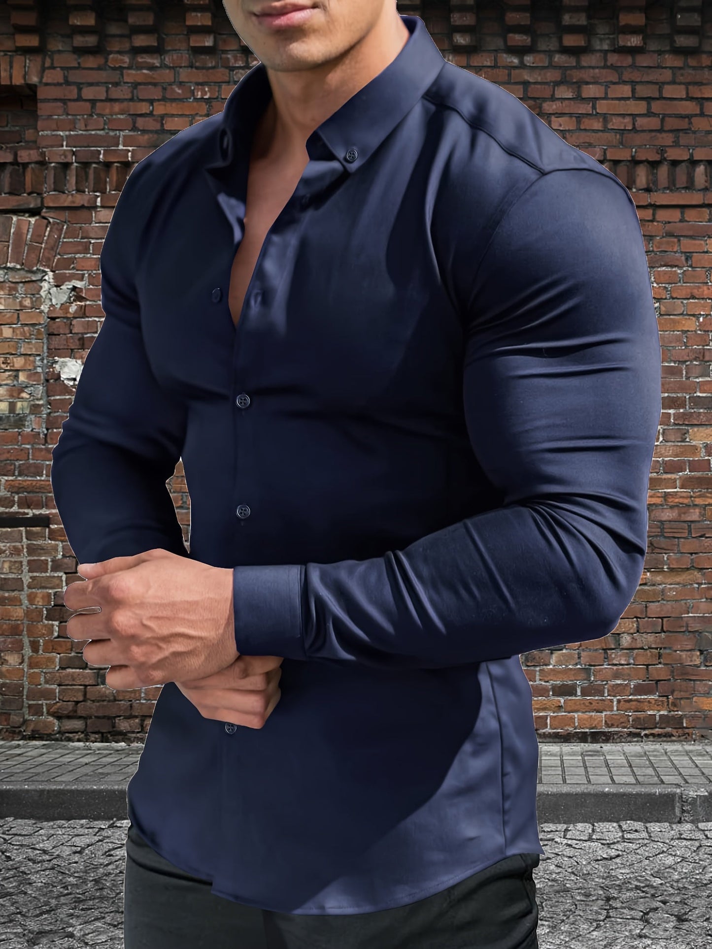 Men's Solid Slim Fit Long Sleeve Dress Shirt - Wrinkle Resistant – view 13