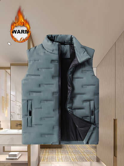 Men's Stand Collar Outerwear Vest - Warm Pocket Design – view 14
