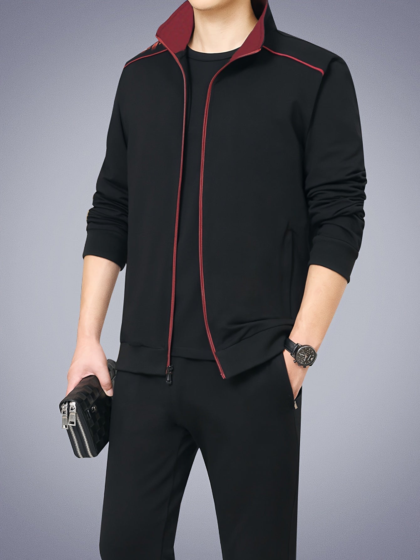 Men's Stand Collar Zip-Up Jacket - Regular Fit Transitional Layer – view 7