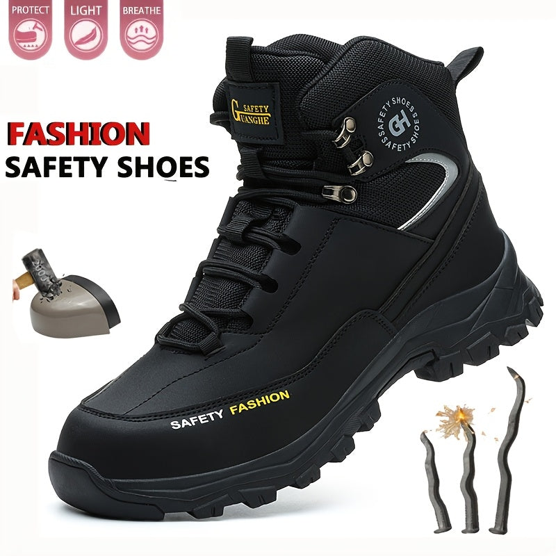 Men's Steel-Toe Work-Style Boots - Rubber Traction Sole and Cushioned Insole – main product image