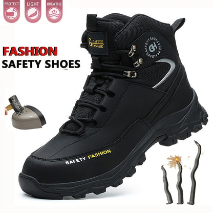 Men's Steel-Toe Work-Style Boots - Rubber Traction Sole and Cushioned Insole – main product image