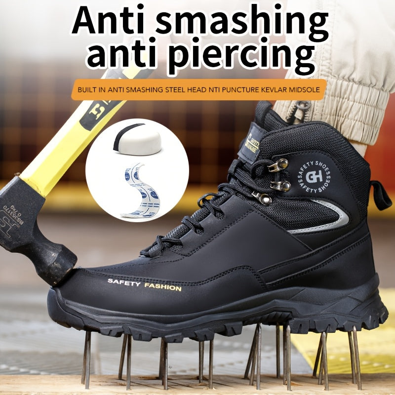 Men's Steel-Toe Work-Style Boots - Rubber Traction Sole and Cushioned Insole – view 2