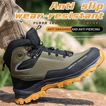 Men's Steel-Toe Work-Style Boots - Rubber Traction Sole and Cushioned Insole – view 7