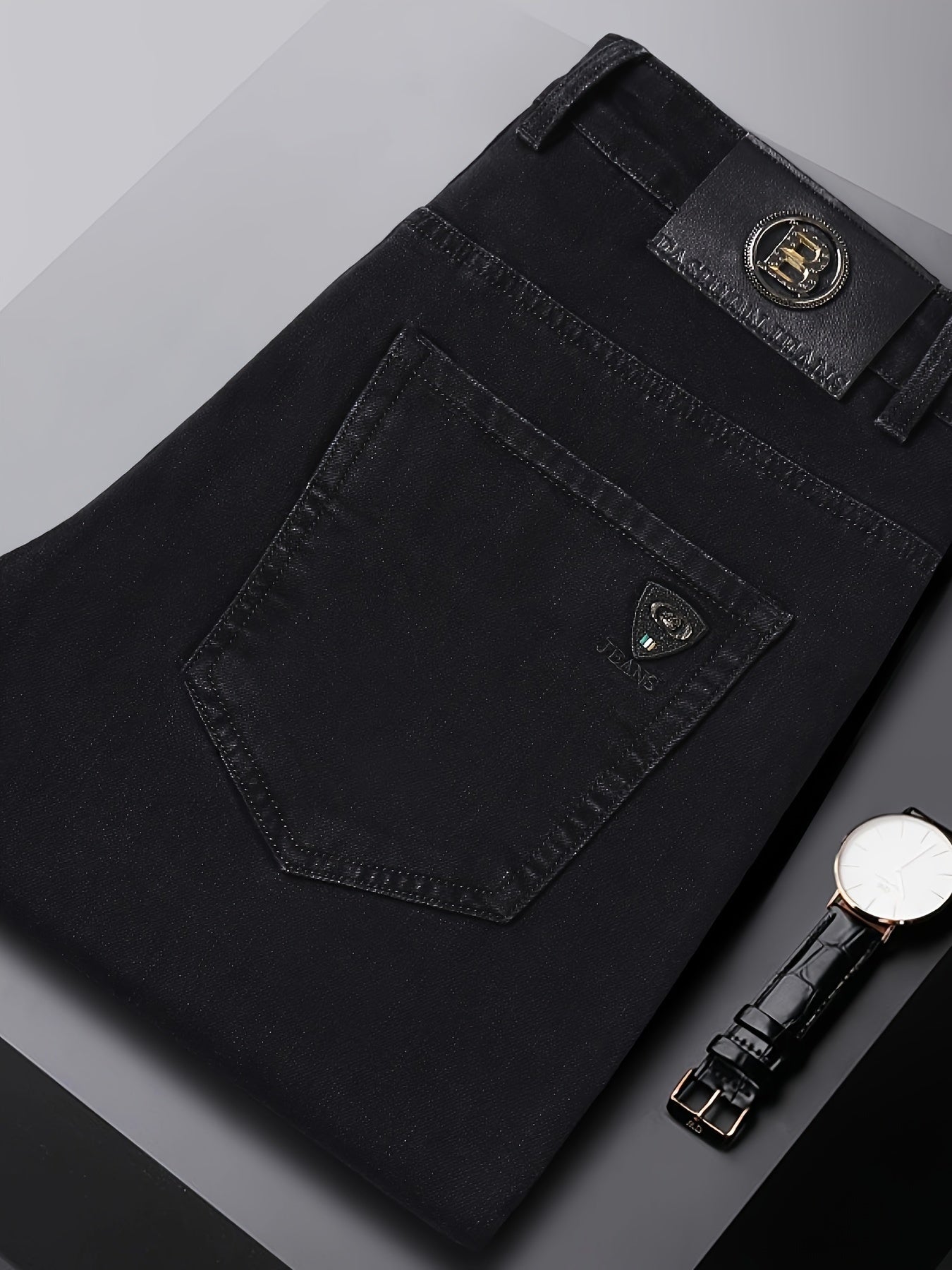 Men's Straight Leg Jeans - Black Denim Clean Finish – Classic Rise / Sizes 30–40 – view 4
