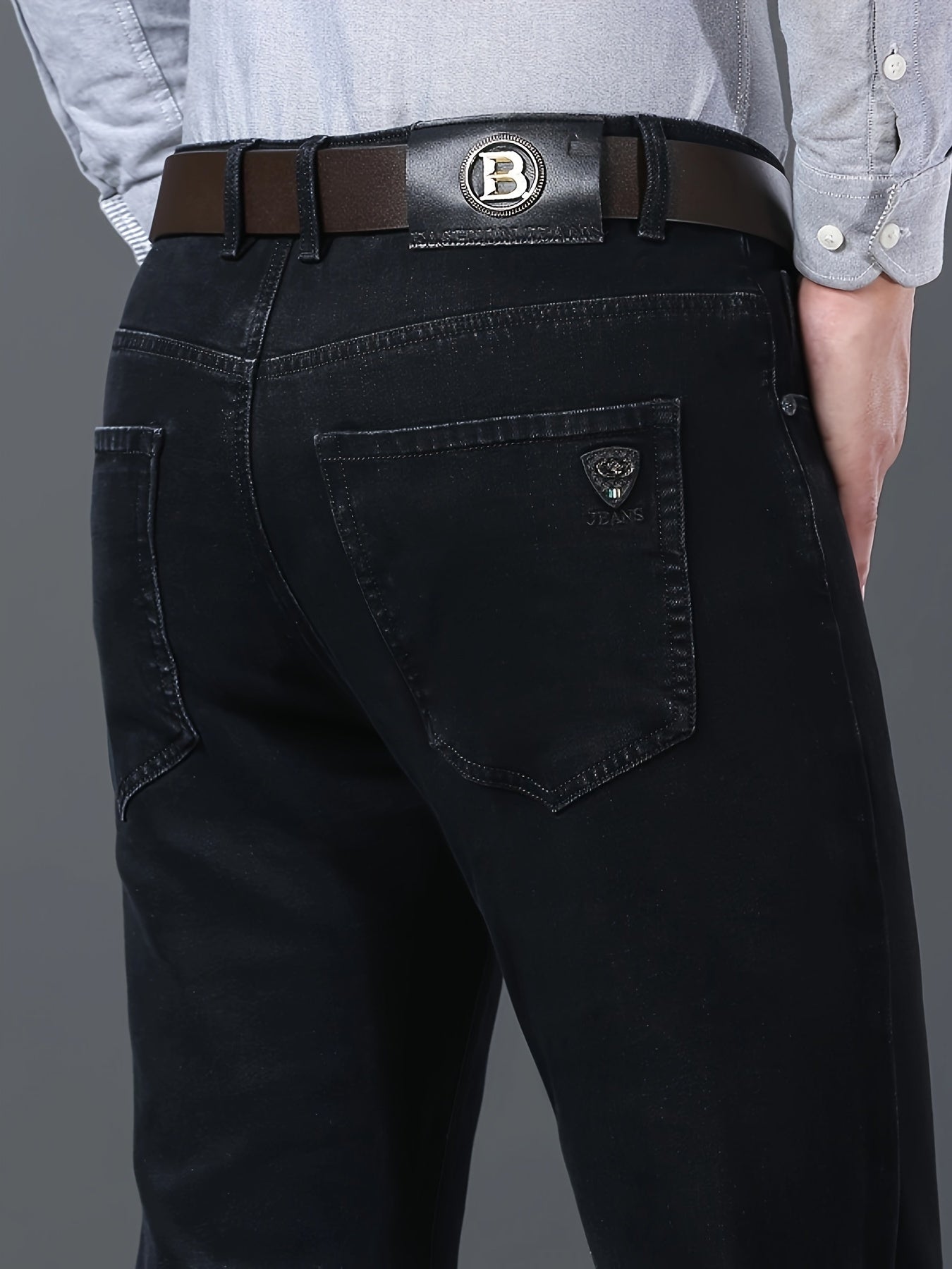 Men's Straight Leg Jeans - Black Denim Clean Finish – Classic Rise / Sizes 30–40 – view 7