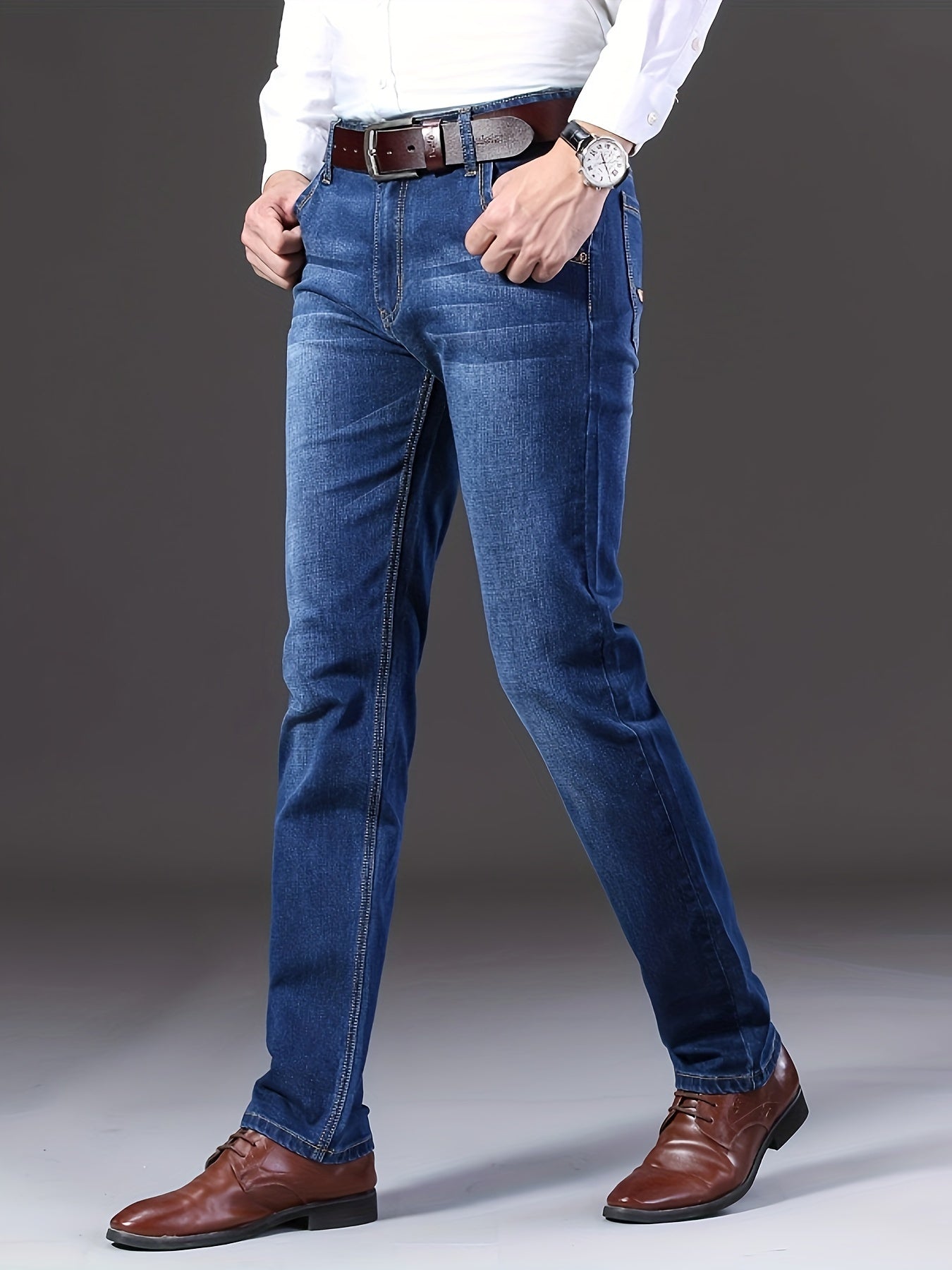Men's Straight Leg Jeans - Black Denim Clean Finish – Sizes 28–40 – view 5