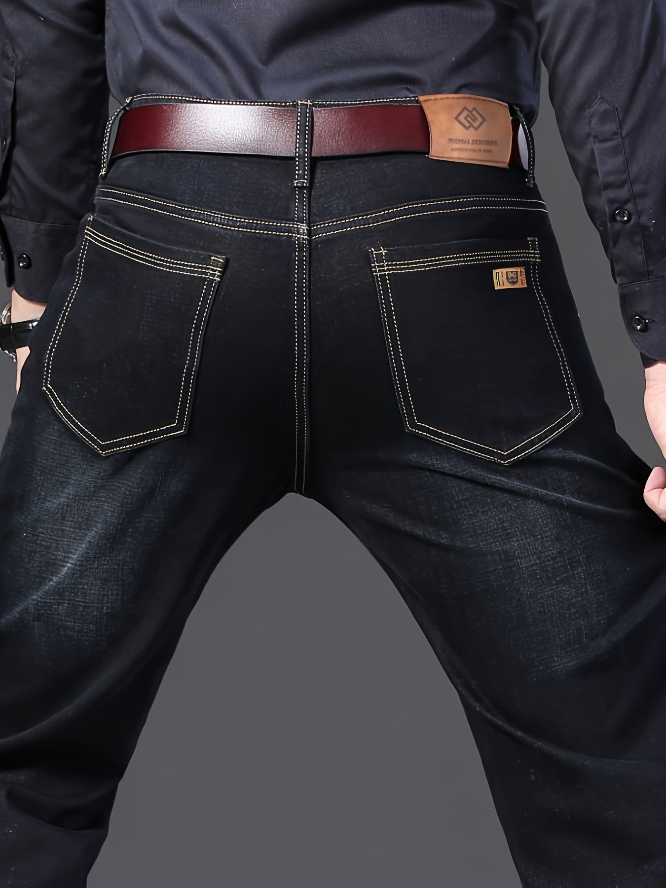 Men's Straight Leg Jeans - Black Denim Clean Finish – Sizes 28–40 – view 7