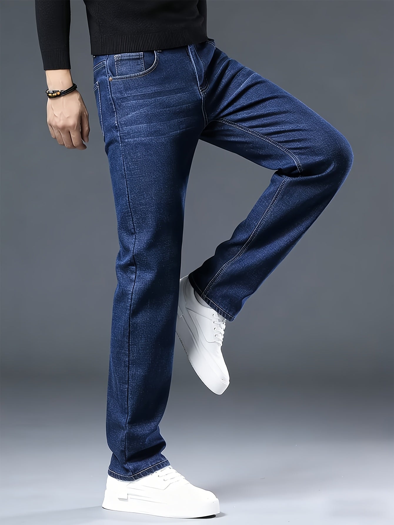 Men's Straight Leg Jeans - Black Denim Clean Finish – Sizes 30–34 – view 5