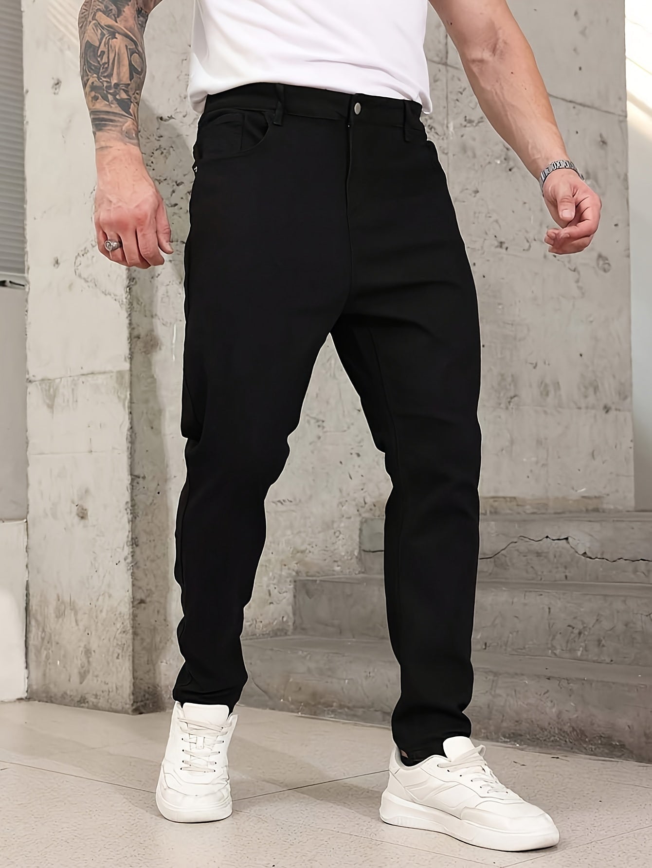 Men's Straight Leg Jeans - Black Denim Clean Finish – Sizes 30–34 – view 9