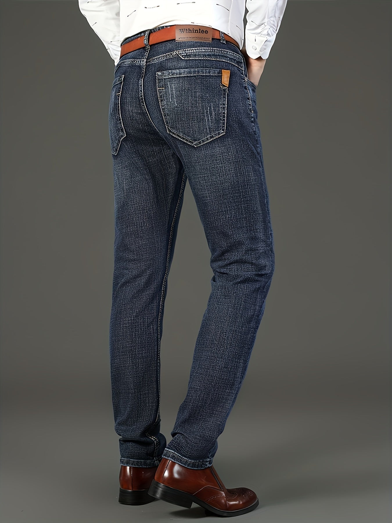 Men's Straight Leg Jeans - Black Denim Clean Finish Streetwear – view 4