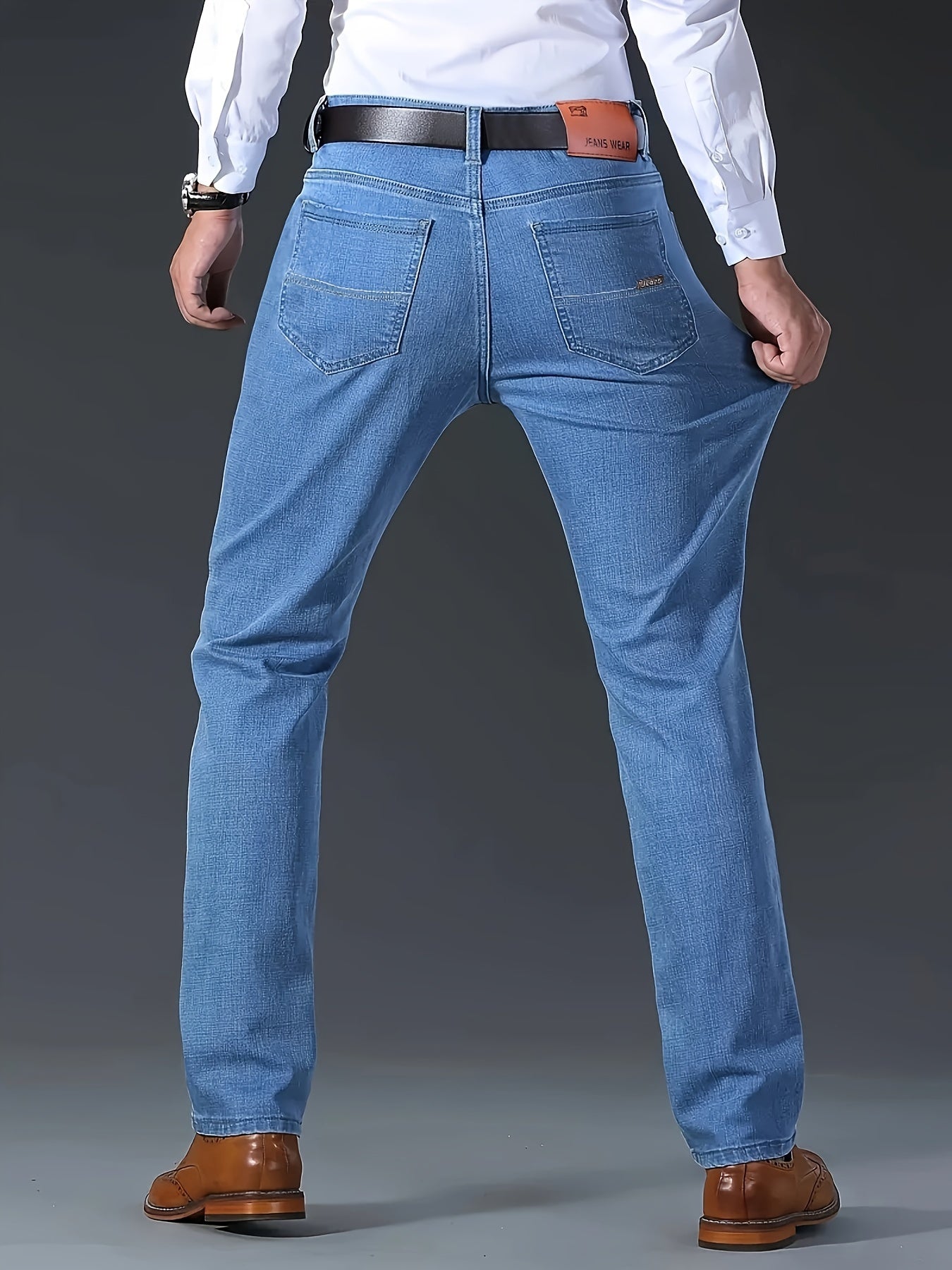 Men's Straight Leg Jeans - Black Denim Clean Finish Weekend – view 5