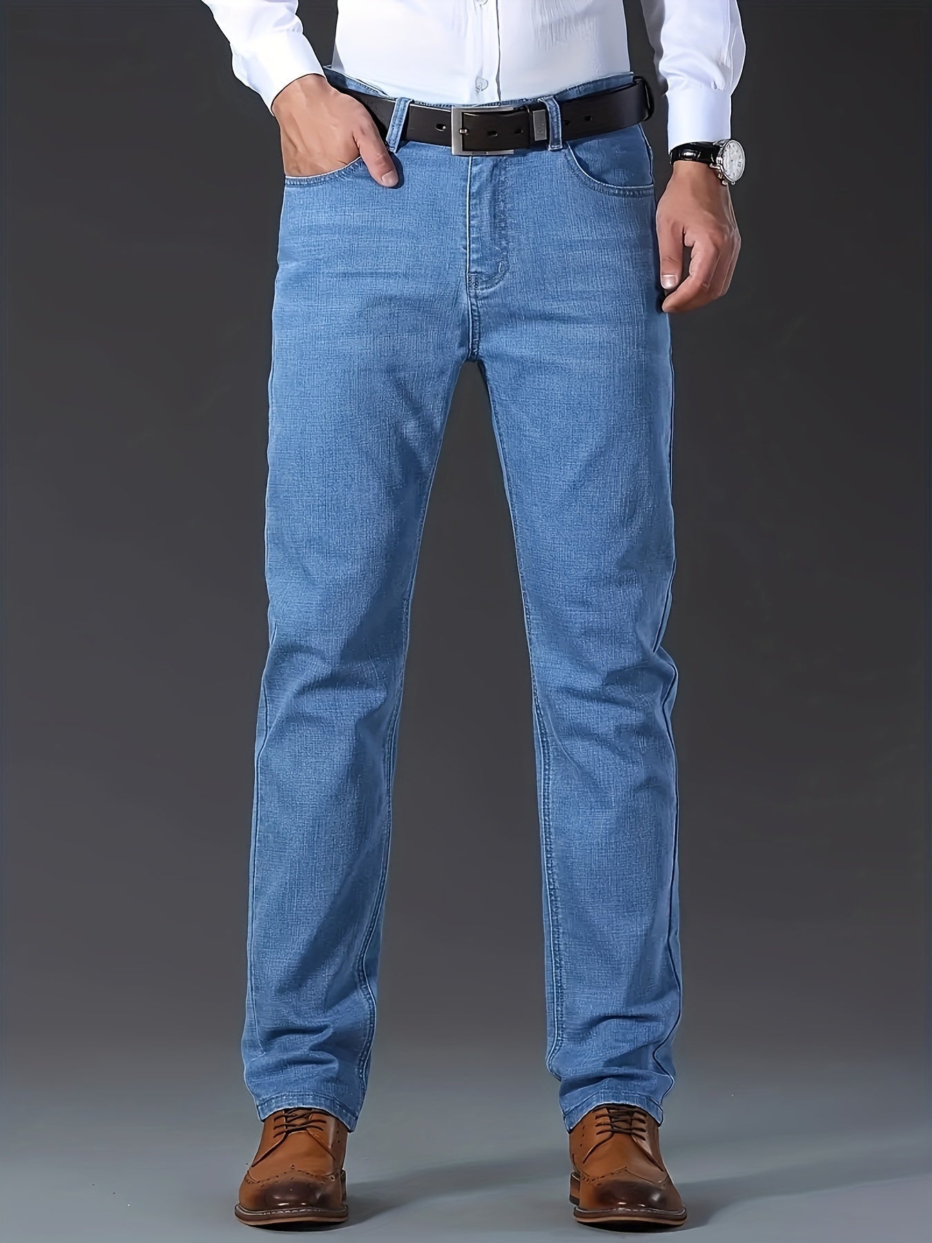Men's Straight Leg Jeans - Black Denim Clean Finish Weekend – view 7