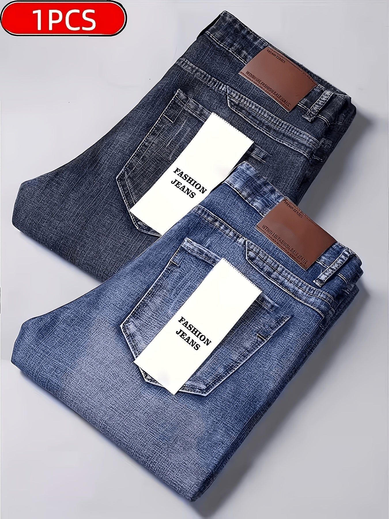 Men's Straight Leg Jeans - Classic Wash Clean Finish – 6-Color Selection – Blue option – view 3