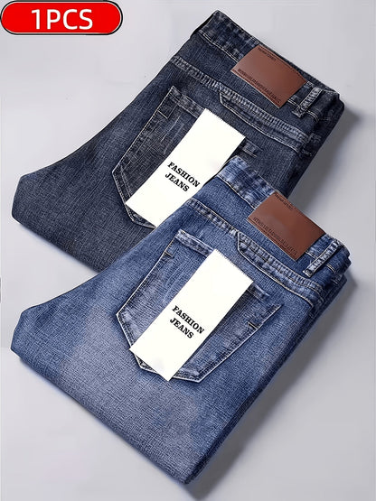 Men's Straight Leg Jeans - Classic Wash Clean Finish – 6-Color Selection – Blue option – view 3