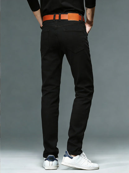 Men's Straight Leg Jeans - Classic Wash Clean Finish – Black Gray (Simple – view 6