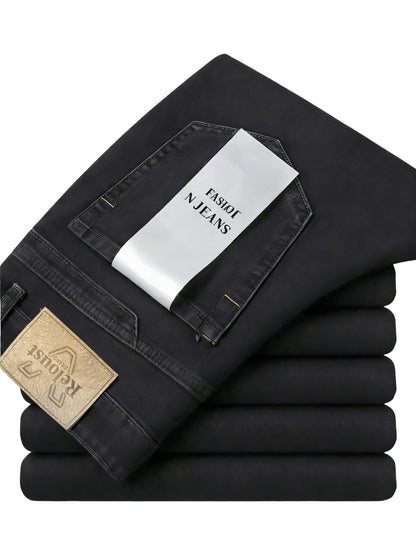 Men's Straight Leg Jeans - Classic Wash Clean Finish – Black Gray (Simple – view 7