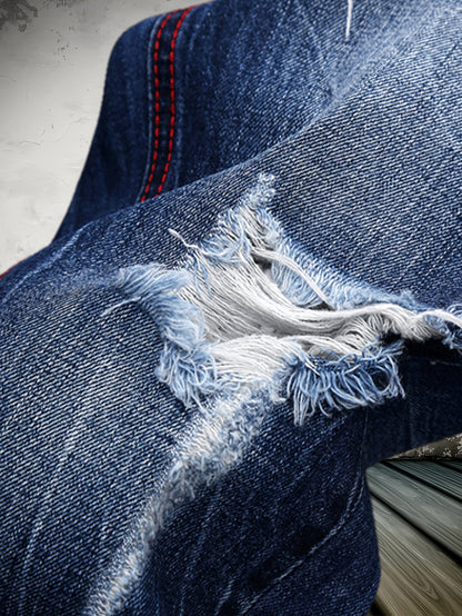 Men's Straight Leg Jeans - Classic Wash Clean Finish – Blue – view 5