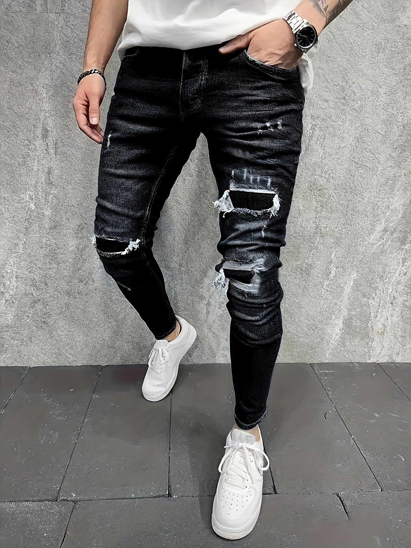 Men's Straight Leg Jeans - Classic Wash Clean Finish – Blue / Royal Blue – view 4