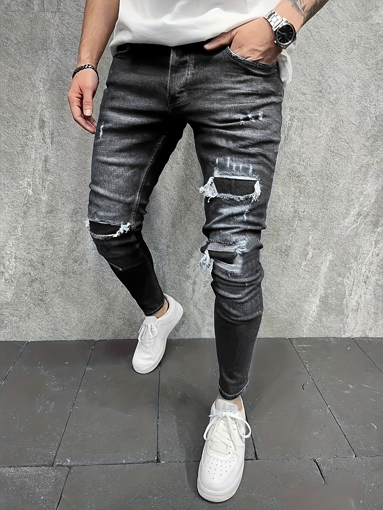 Men's Straight Leg Jeans - Classic Wash Clean Finish – Blue / Royal Blue – view 6
