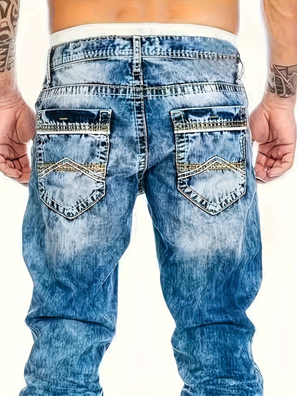 Men's Straight Leg Jeans - Classic Wash Clean Finish – Blue / Sky Blue – view 12
