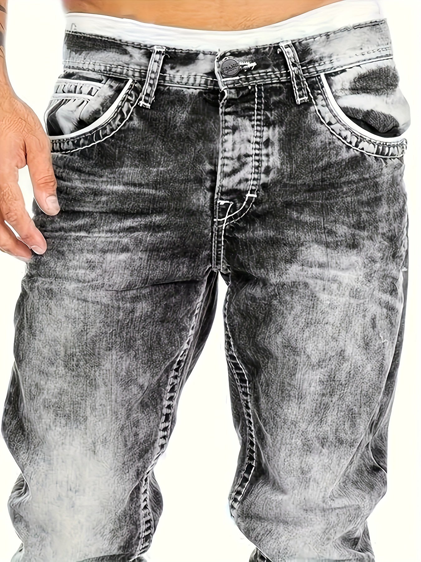 Men's Straight Leg Jeans - Classic Wash Clean Finish – Blue / Sky Blue – view 16