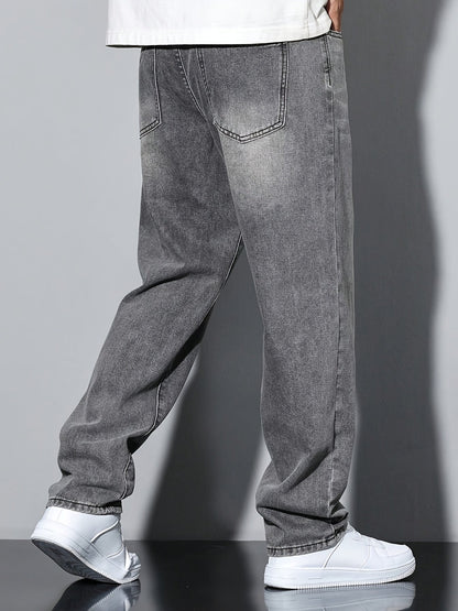 Men's Straight Leg Jeans - Classic Wash Clean Finish – Dark Gray – view 2