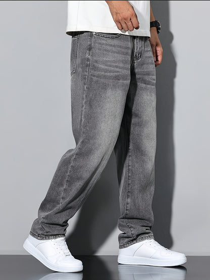 Men's Straight Leg Jeans - Classic Wash Clean Finish – Dark Gray – view 4