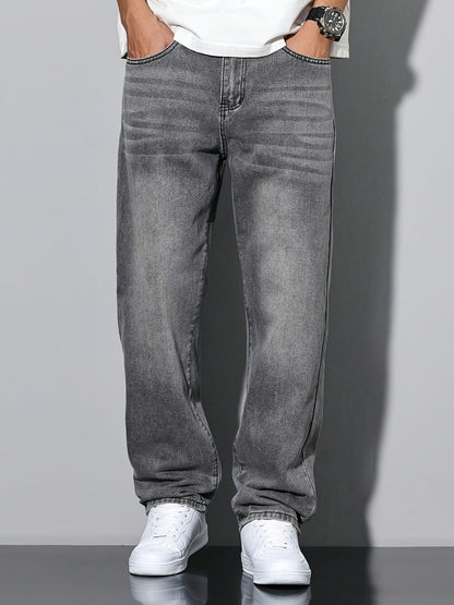 Men's Straight Leg Jeans - Classic Wash Clean Finish – Dark Gray – view 6