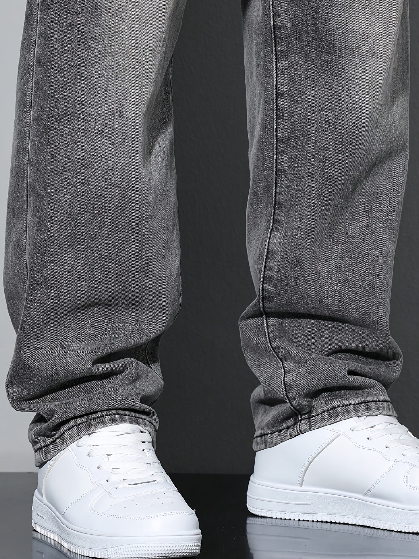 Men's Straight Leg Jeans - Classic Wash Clean Finish – Dark Gray – view 7