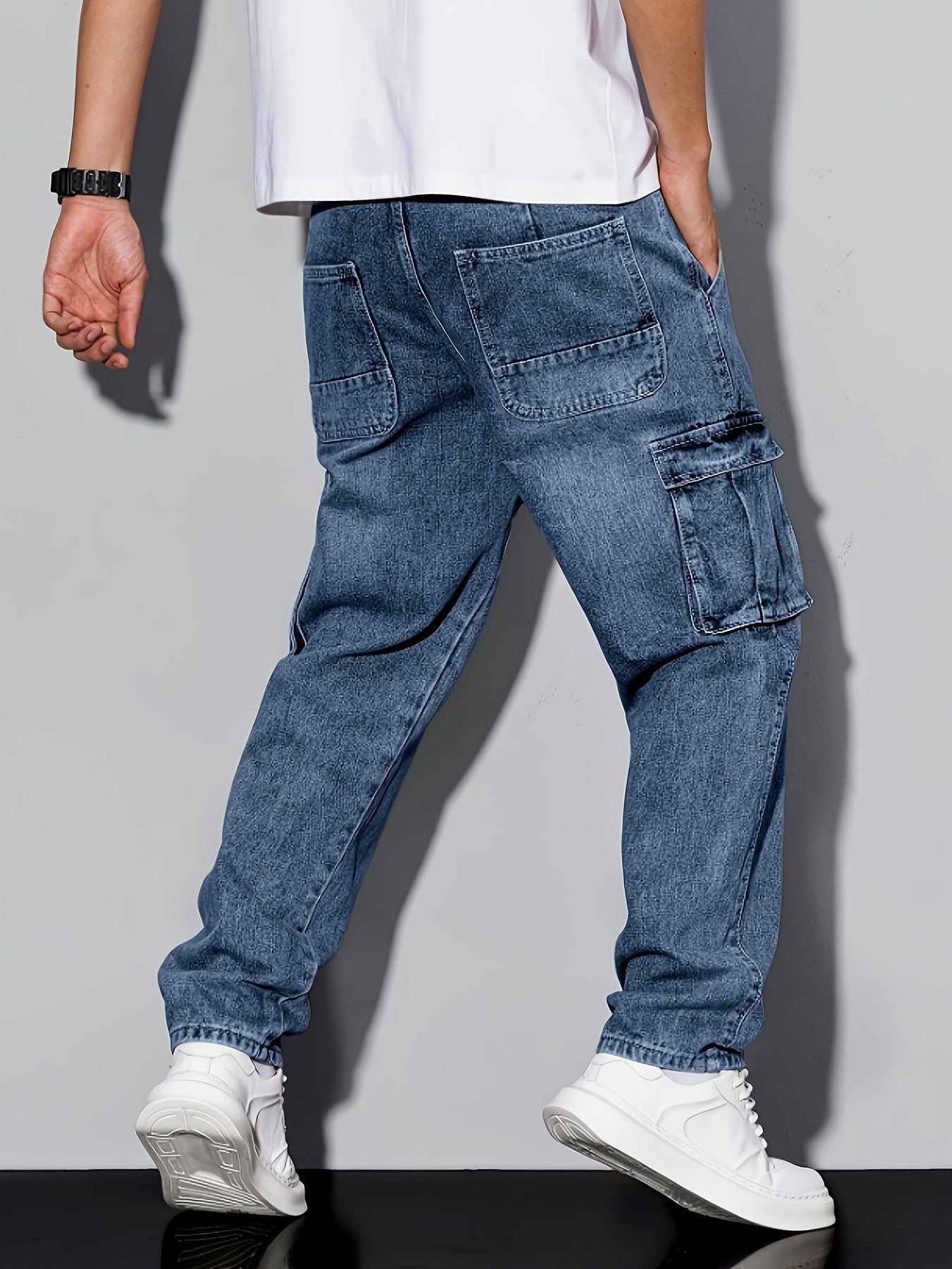 Men's Straight Leg Jeans - Classic Wash Clean Finish – Sea Blue – view 4