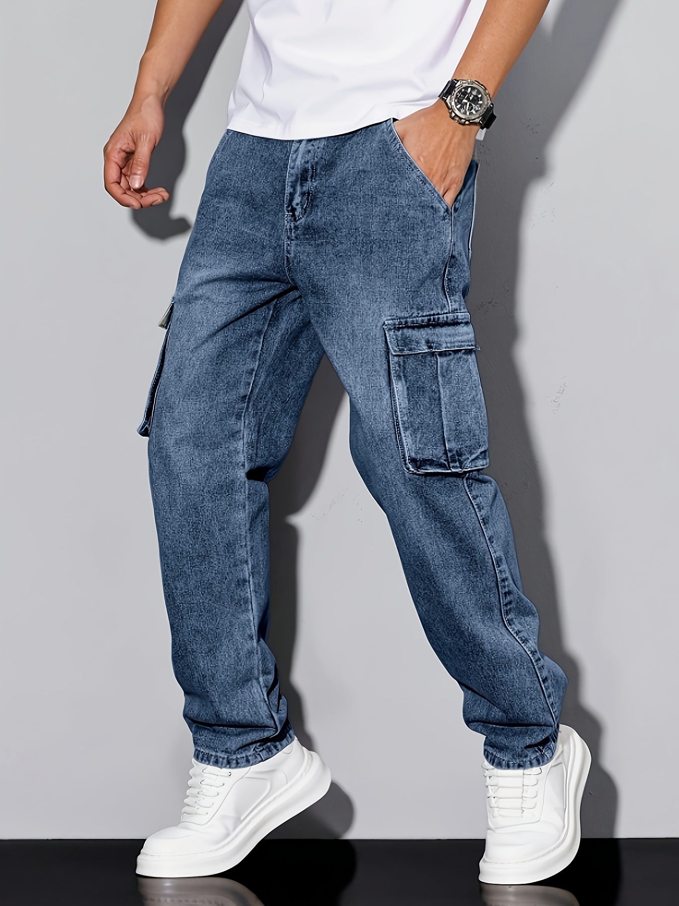 Men's Straight Leg Jeans - Classic Wash Clean Finish – Sea Blue – view 5