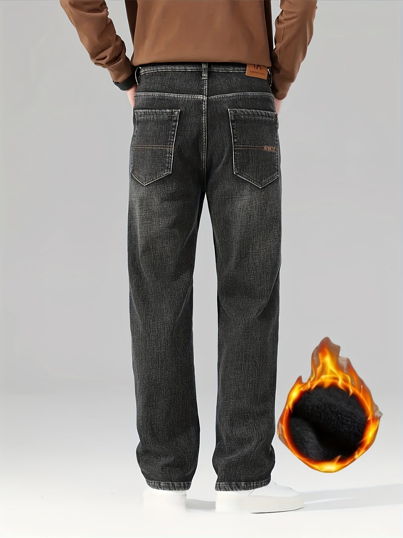Men's Straight Leg Jeans - Classic Wash Clean Finish Streetwear – Deep Grey Denim – view 6