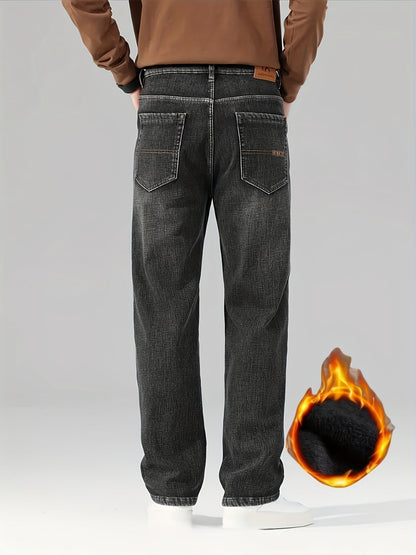 Men's Straight Leg Jeans - Classic Wash Clean Finish Streetwear – Deep Grey Denim – view 6