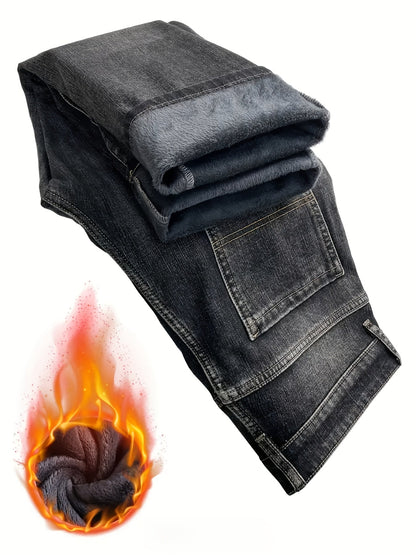 Men's Straight Leg Jeans - Classic Wash Clean Finish Streetwear – Deep Grey Denim – view 7