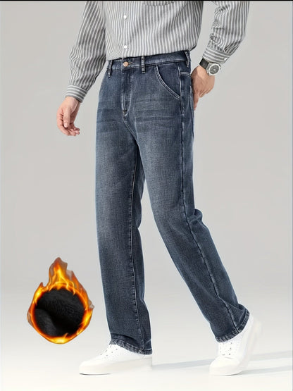 Men's Straight Leg Jeans - Classic Wash Clean Finish Streetwear – Deep Grey Denim – view 14