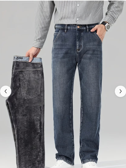 Men's Straight Leg Jeans - Classic Wash Clean Finish Streetwear – Deep Grey Denim – view 16